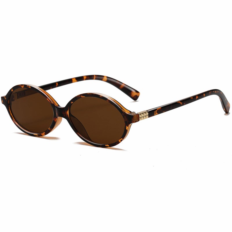 Breaksun Retro Oval Sunglasses for Women Men Trendy Round Sunnies 90s Vintage Style (Tortoise/Brown) - Image 1