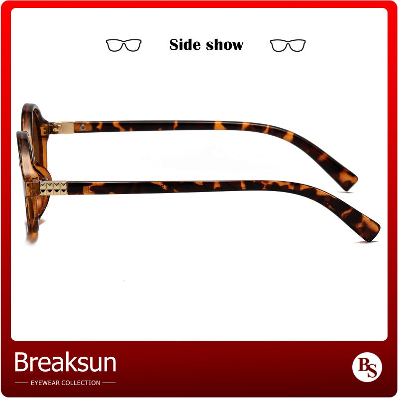 Breaksun Retro Oval Sunglasses for Women Men Trendy Round Sunnies 90s Vintage Style (Tortoise/Brown) - Image 5