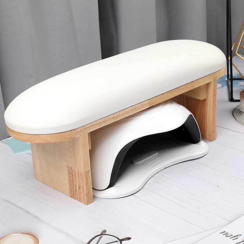 Arm Rest for Nails Professional Microfiber Leather Nail Arm Rest Cushion with Soft HighDensity Sponge Solid Wood Table NonSlip Manicure Hand Rest Stand Nail Supplies for Nail Techs White
