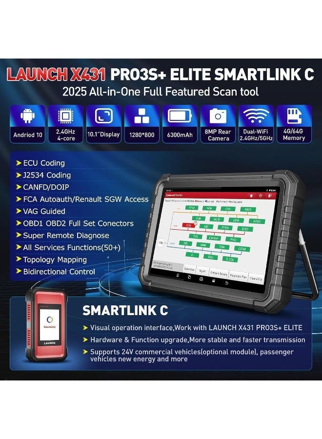 Launch LAUNCH X431 PRO3S+ Elite with SmartlinkC 2.0, 2025 Bi-Directional Scan Tool  - Image 2