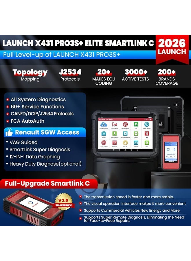 LAUNCH X431 PRO3S+ Elite with SmartlinkC 2.0, 2025 Bi-Directional Scan Tool - Image 2
