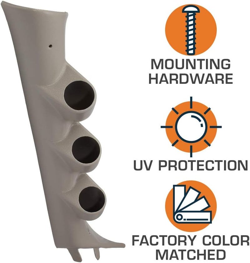 GLOWSHIFT Tan Triple Pillar Gauge Pod Compatible with Chevrolet Chevy Silverado Duramax 2007-2013 - A-Pillar Speaker Cutout - Factory Color Matched - Mounts (3) 2-1/16" (52mm) Gauges - Image 3