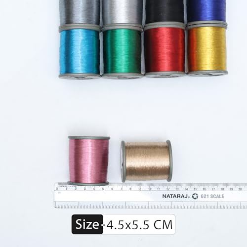 EmbroideryMaterial 0.1MM Thin Multicolor Metallic Zari Thread for Embroidery, Jewellery Making, Sewing – Machine Compatible (Pack of 10 Rolls, 1000 Meter/Roll) - Image 4