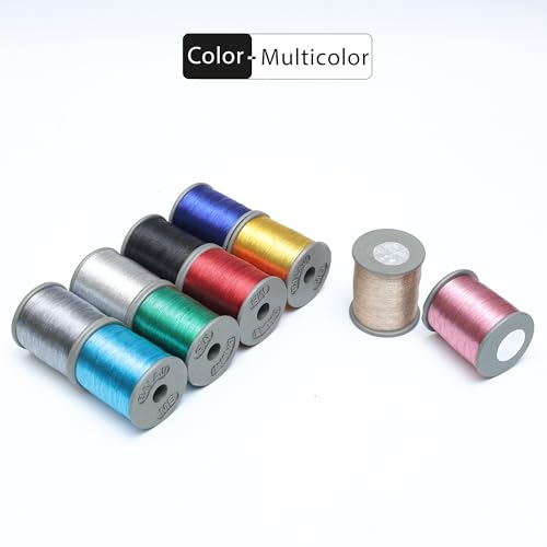 EmbroideryMaterial 0.1MM Thin Multicolor Metallic Zari Thread for Embroidery, Jewellery Making, Sewing – Machine Compatible (Pack of 10 Rolls, 1000 Meter/Roll) - Image 3