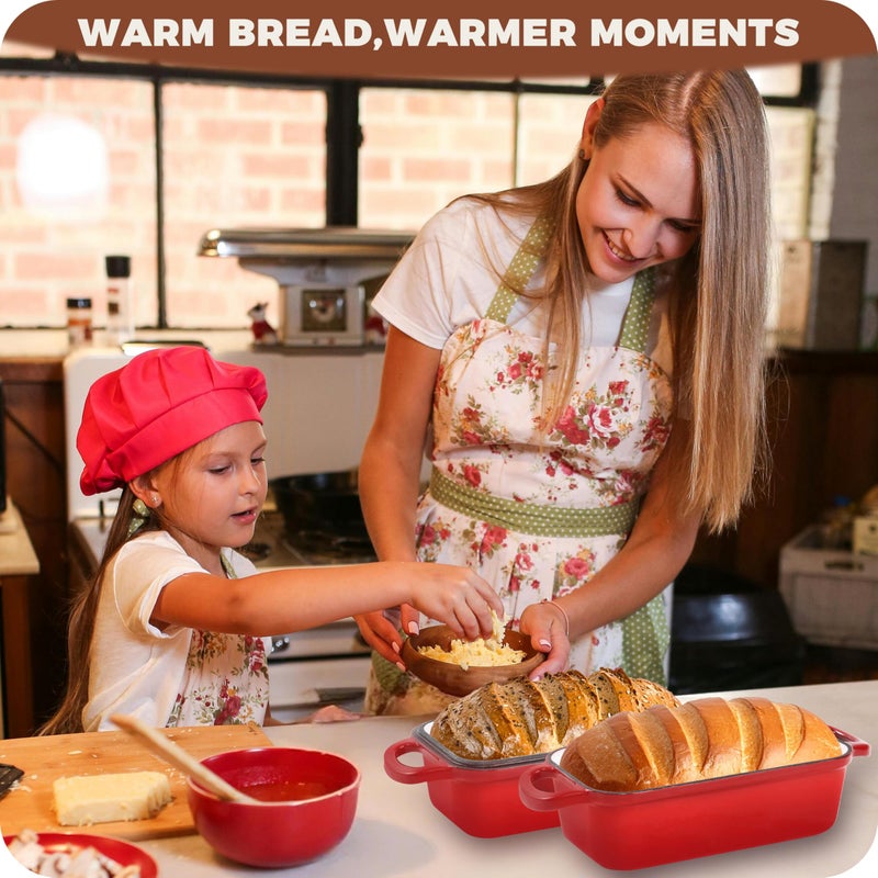 Articasting Cast Iron Bread Loaf Pan with Lid, 2 In 1 Loaf Pans for Baking Bread 9x5, Enameled Bread Pans for Homemade Bread, Sourdough, Even Heating Bread Dutch Oven, Red - Image 5