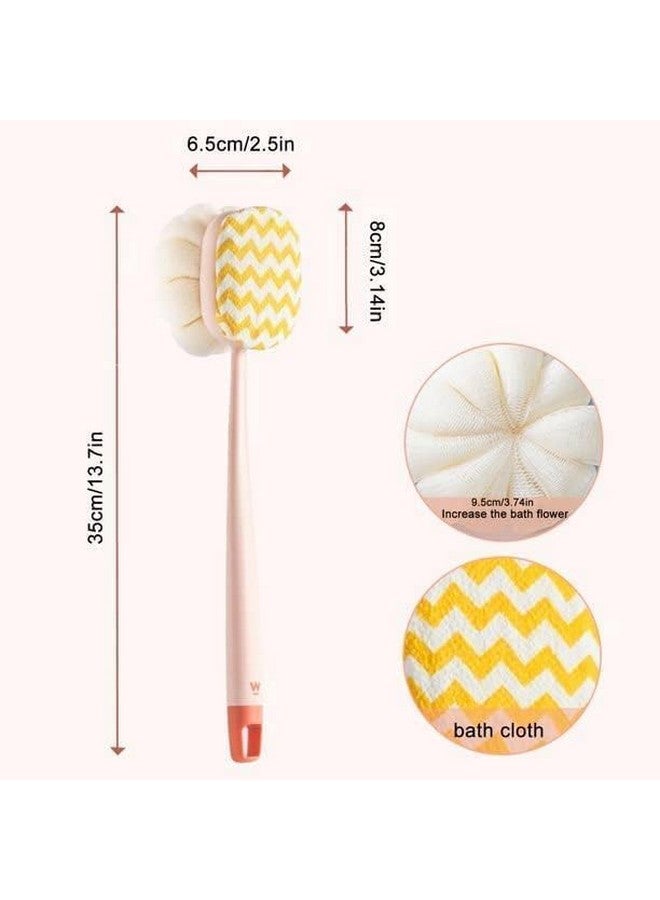 LOCANS Back Scrubber Shower Brush, Bath Brush Long Handle for Shower, Back Scrubber for Shower with Loofah and Exfoliating Mitt, Shower Brush for Bath Dry Brush, Body Brush for Men Women (M, 1, count) - Image 2