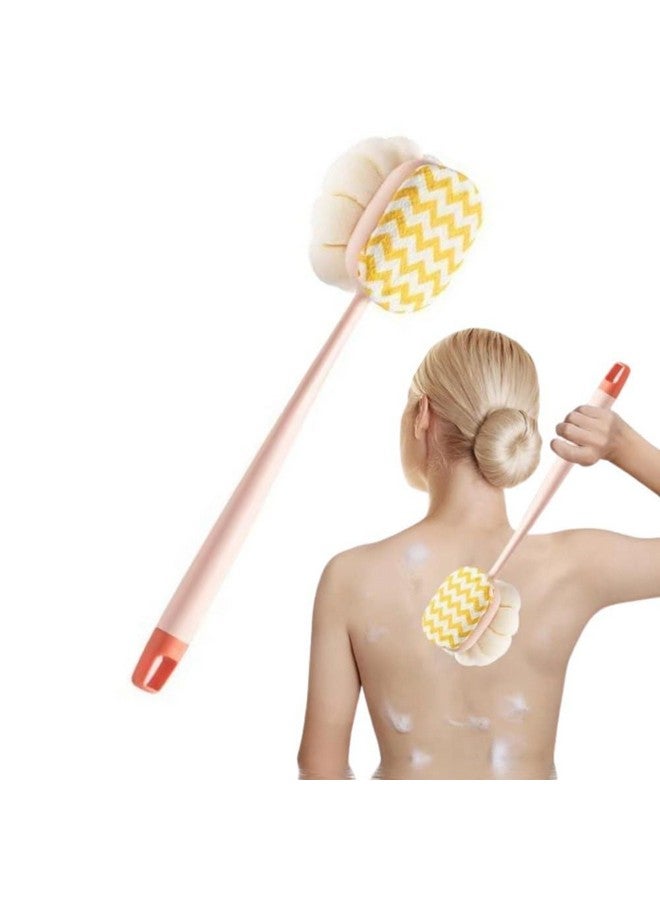 LOCANS Back Scrubber Shower Brush, Bath Brush Long Handle for Shower, Back Scrubber for Shower with Loofah and Exfoliating Mitt, Shower Brush for Bath Dry Brush, Body Brush for Men Women (M, 1, count) - Image 1