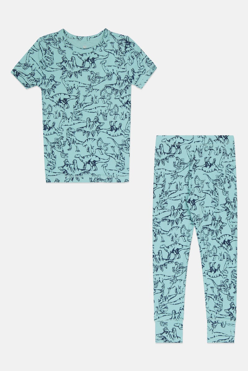 GAP Kids Boy 2 Piece Short Sleeves Allover Print T-Shirt And Pants Set, Multicolor - Image 1
