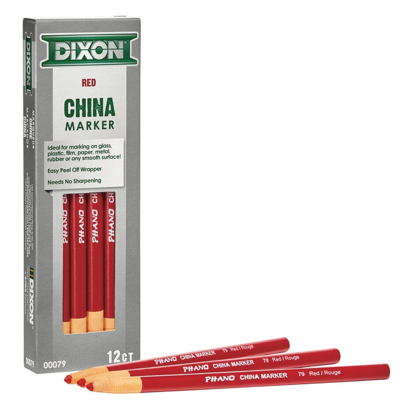 MARSHALLTOWN Dixon Industrial Phano Peel-Off China Marker Pencils, Red, 12-Pack (00079) - Image 4