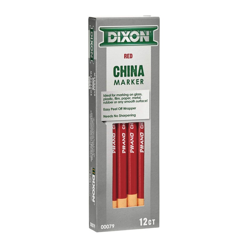 MARSHALLTOWN Dixon Industrial Phano Peel-Off China Marker Pencils, Red, 12-Pack (00079) - Image 5