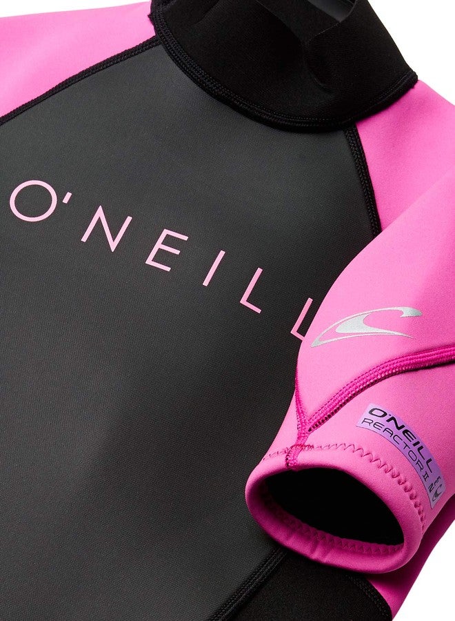 O'Neill Youth Reactor-2 2mm Back Zip Short Sleeve Spring Wetsuit, Black/Berry, 4 - Image 3