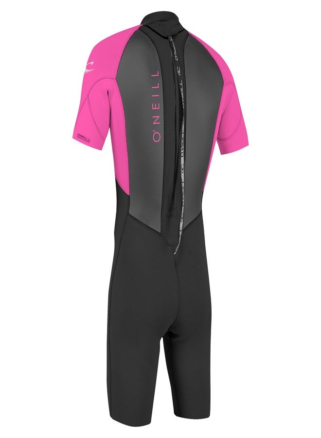 O'Neill Youth Reactor-2 2mm Back Zip Short Sleeve Spring Wetsuit, Black/Berry, 4 - Image 2