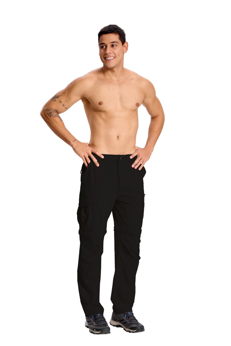 LINLANG EN Mens Hiking Pants Lightweight Quick Dry Cargo Pants Convertible Zip Off Waterproof Travel Fishing Climbing Camping Outdoor Work Pants for Men-Black-34-M - Image 2