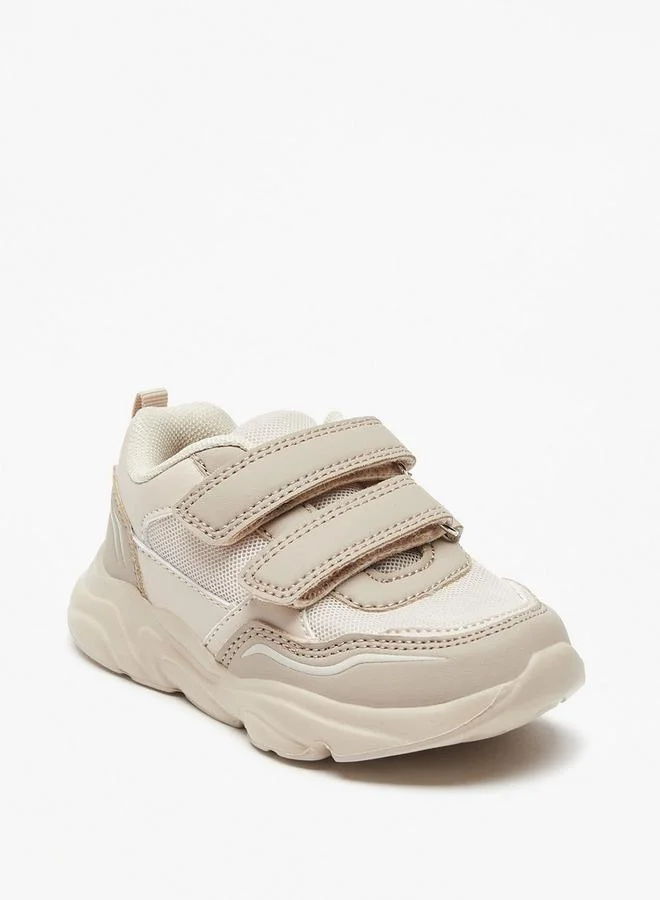 Mesh Textured School Sneakers With Hook And Loop Closure