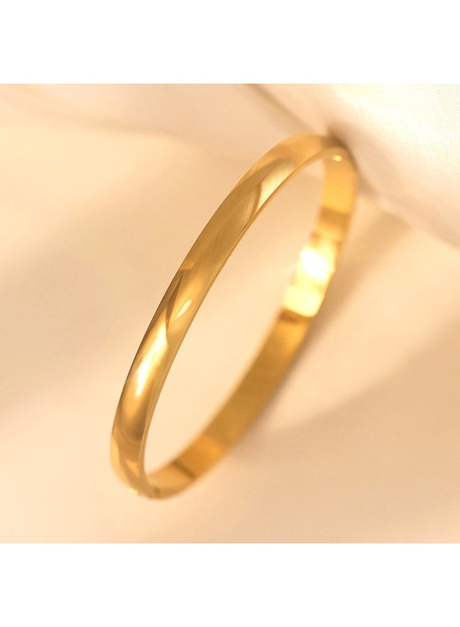 AMETOER Women's 18K Gold-Plated Stainless Steel Bracelet – High-End Non-Fading Polished Clasp Jewelry 6mm width - Image 3