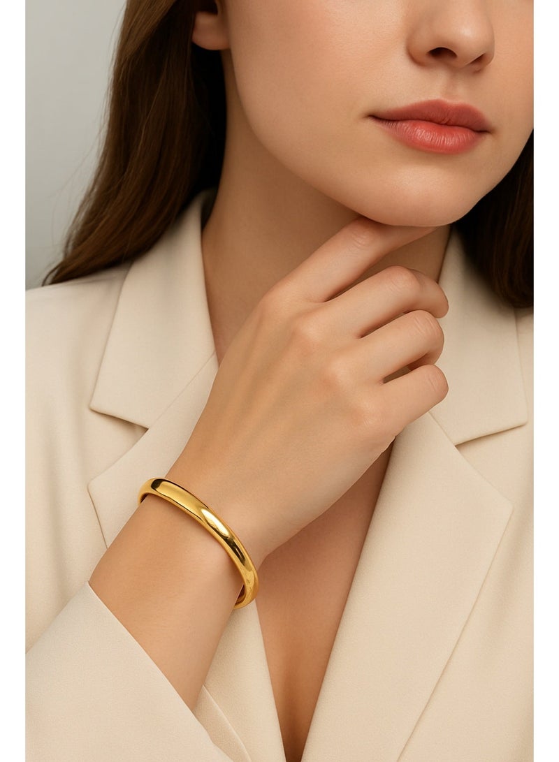 AMETOER Women's 18K Gold-Plated Stainless Steel Bracelet – High-End Non-Fading Polished Clasp Jewelry 6mm width - Image 2