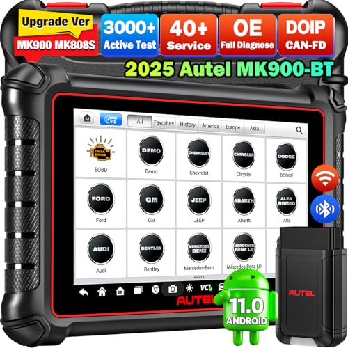 Autel Autel Scanner MaxiCOM MK900BT 2025 MK900BT V20 Bidirectional Diagnostic Tool 8in Up of MK900 MX900 MK808S MK808BT MX808S MK808Z 3000 Active Tests 40 Service CANFDDOIP All System FCA 11 OS