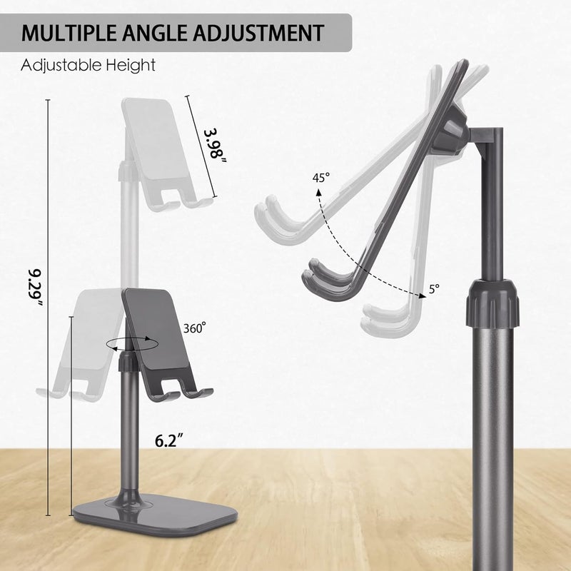 Doboli Cell Phone Stand, Phone Stand for Desk, Phone Holder Stand Compatible with iPhone and All Mobile Phones Tablet, Gifts for Adults Women Men Mom Wife, Space Gray - Image 3