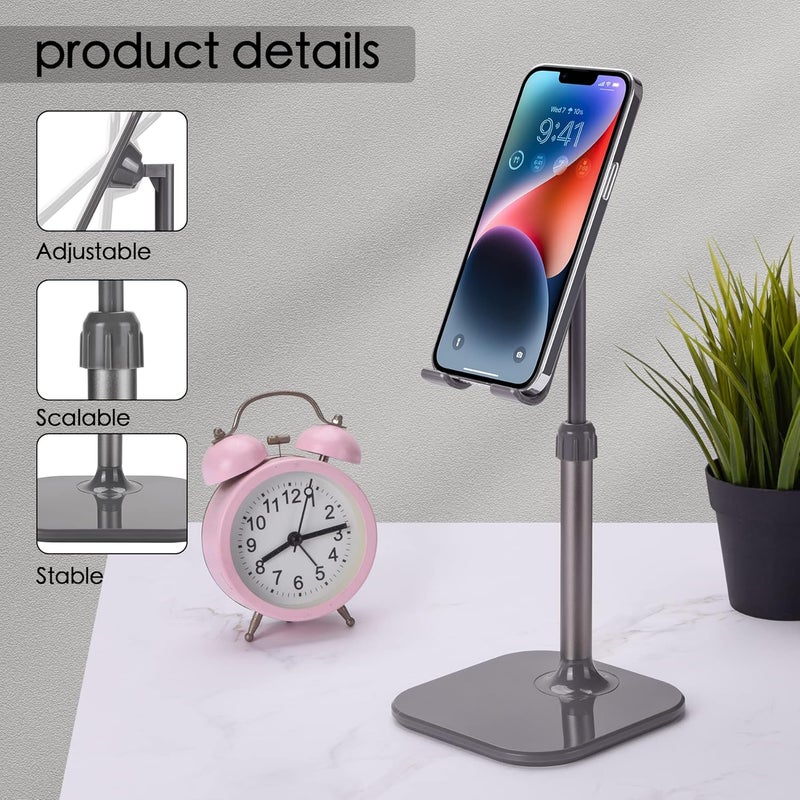 Doboli Cell Phone Stand, Phone Stand for Desk, Phone Holder Stand Compatible with iPhone and All Mobile Phones Tablet, Gifts for Adults Women Men Mom Wife, Space Gray - Image 4