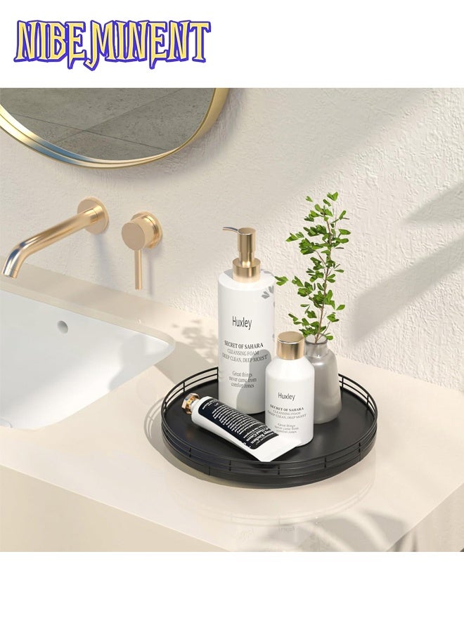 NIBEMINENT 10" Wood Lazy Susan Turntable Organizer, Cabinet Organizers, Lazy Susan for Cabinet Dining Table Pantry Kitchen Countertop Spice Bathroom Vanity Tray for Counter Dresser Sink Soap Holder Coffee Table Bar Decor Black - Image 3