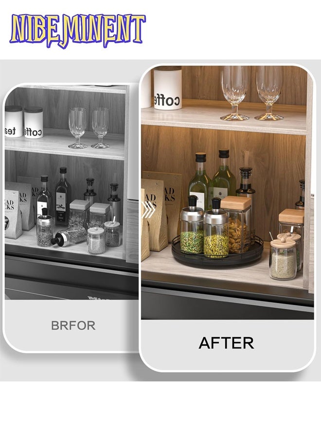 NIBEMINENT 10" Wood Lazy Susan Turntable Organizer, Cabinet Organizers, Lazy Susan for Cabinet Dining Table Pantry Kitchen Countertop Spice Bathroom Vanity Tray for Counter Dresser Sink Soap Holder Coffee Table Bar Decor Black - Image 4