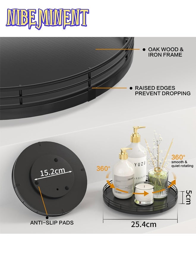 NIBEMINENT 10" Wood Lazy Susan Turntable Organizer, Cabinet Organizers, Lazy Susan for Cabinet Dining Table Pantry Kitchen Countertop Spice Bathroom Vanity Tray for Counter Dresser Sink Soap Holder Coffee Table Bar Decor Black - Image 5
