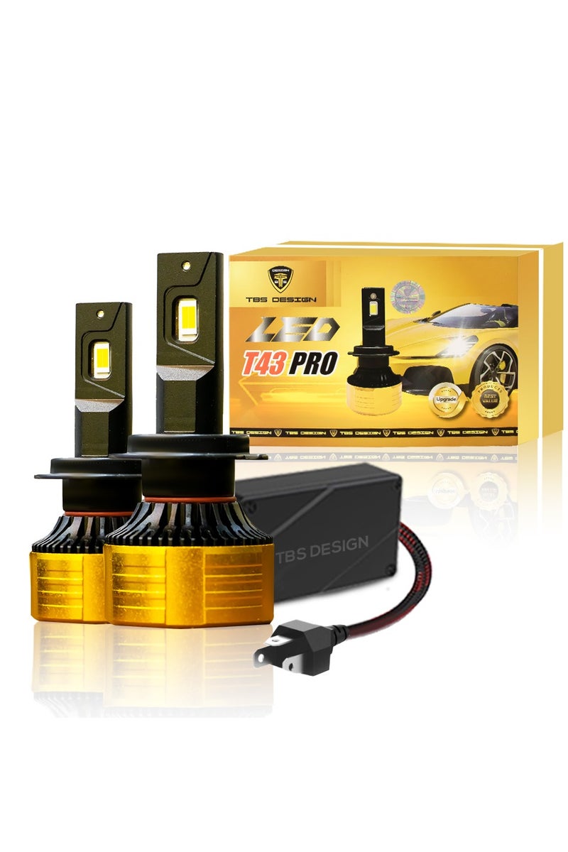 TBS DESIGN T43 PRO 2 Pieces Car LED Headlight Original 55W/piece Power 11000/piece Lumens With Color Temperature 4300K H-4 - Image 1
