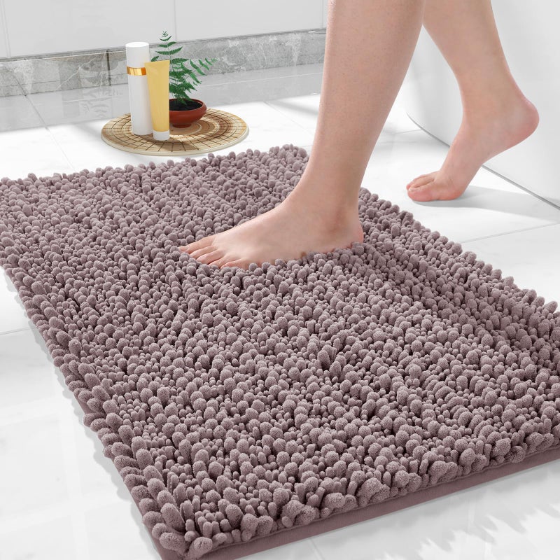 Yimobra Original Luxury Chenille Bath Mat  36.2 x 24 Inches  Soft Shaggy and Comfortable  Large Size  Super Absorbent and Thick  Non-Slip  Machine Washable  Perfect for Bathroom  Mauve - Image 1