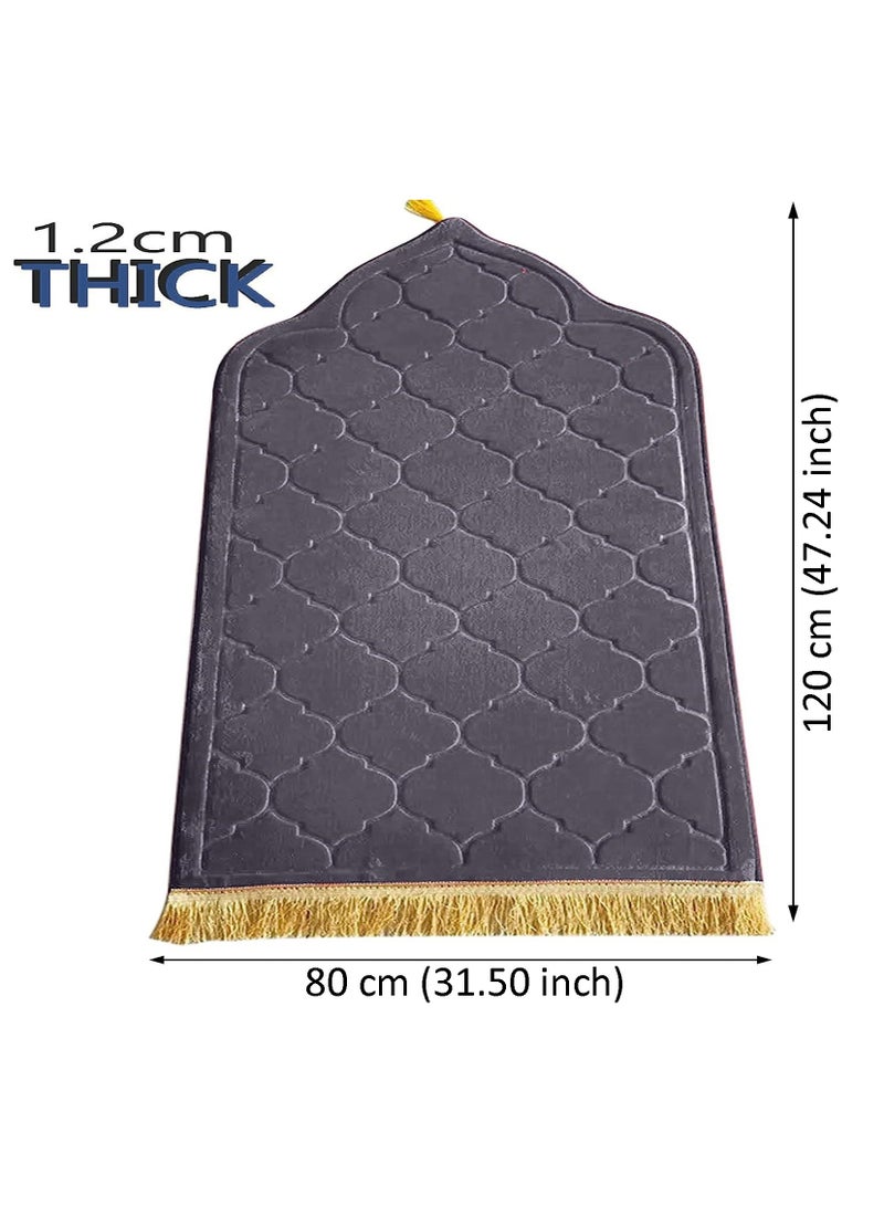 Fabienne Embossed Prayer Mat 80x120cm Beige Large Size Anti-Slip Velvet Top Thick Padded Prayer Rug New Design Sajadah Prayer Carpet for Men Women Eid Gift Ramadan  - Image 3