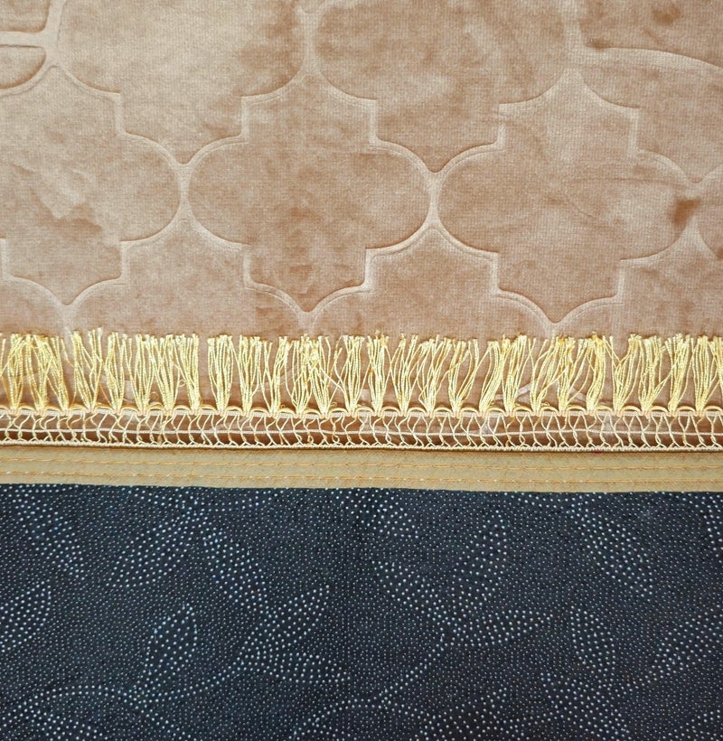 Fabienne Embossed Prayer Mat 80x120cm Beige Large Size Anti-Slip Velvet Top Thick Padded Prayer Rug New Design Sajadah Prayer Carpet for Men Women Eid Gift Ramadan - Image 2