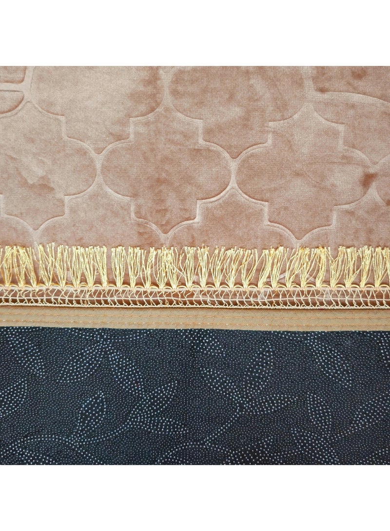 Fabienne Embossed Prayer Mat 80x120cm Beige Large Size Anti-Slip Velvet Top Thick Padded Prayer Rug New Design Sajadah Prayer Carpet for Men Women Eid Gift Ramadan - Image 2
