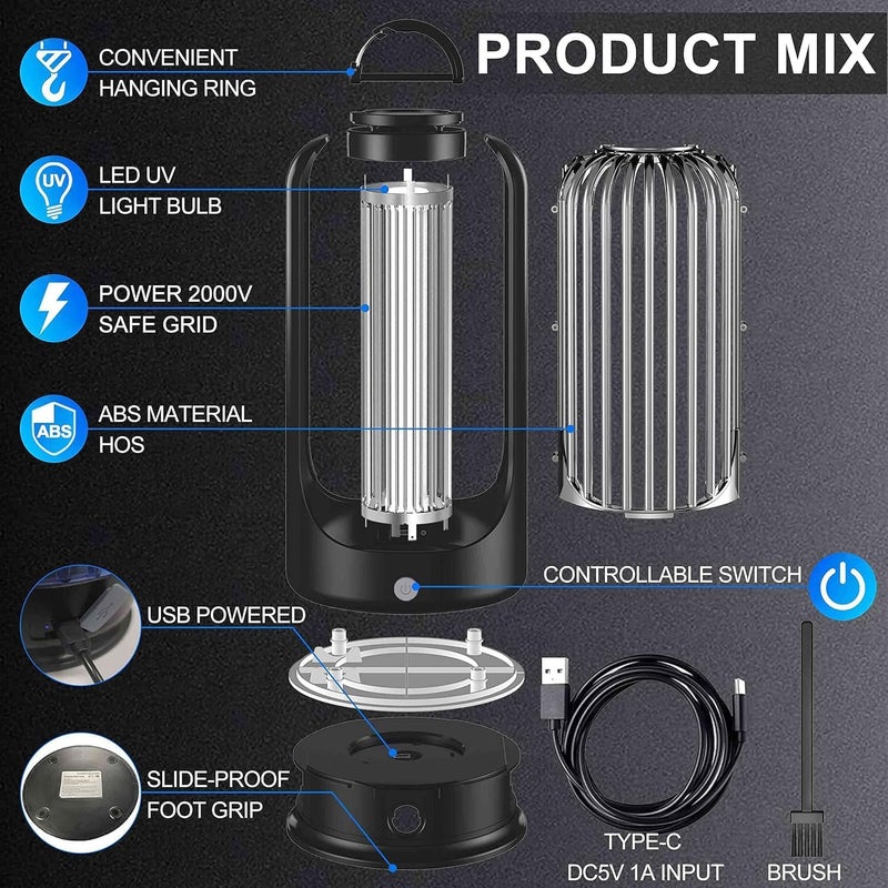 FUIN Bug Zapper Indoor Outdoor, UV Light Mosquito Zapper Killer, Insect Killer IP65 Waterproof Mosquito Trap Lamp, Pest Control Insect Fly Trap Equipped 60inch USB Cable for Home, Patio, Backyard, Camping - Image 3