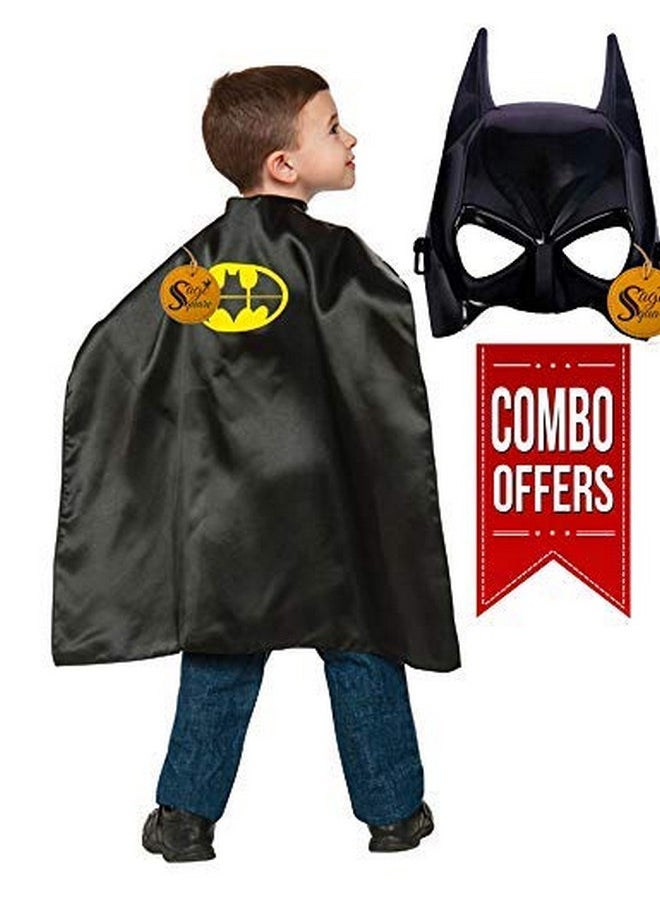 Sage Square Sage Square "Bat-Man Mask & Cape For Costume Parties, Cosplay, Birthday Parties & Dress-Up (Combo) Black,Satin material  - Image 2