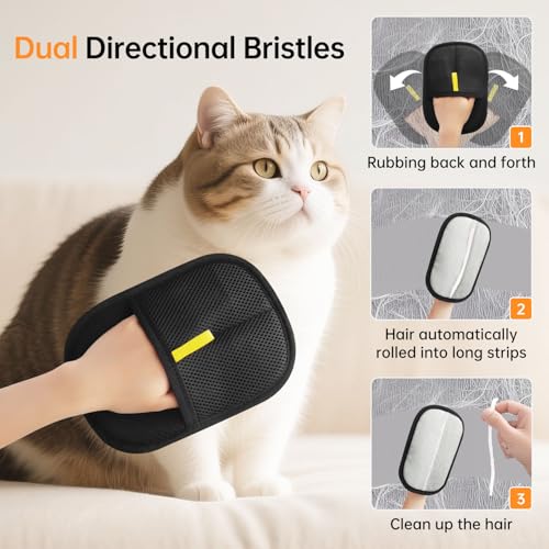 INABULETWO 2 Pcs Static Pet Hair Removal Gloves Brush, Reusable Electrostatic Cat Dog Pet Hair Remover Grooming Glove Brush Tool - Image 4