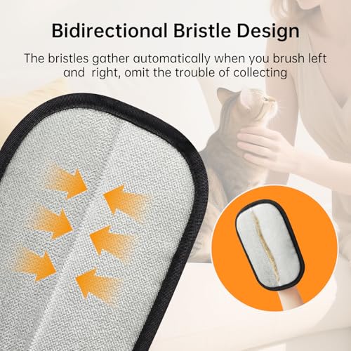 INABULETWO 2 Pcs Static Pet Hair Removal Gloves Brush, Reusable Electrostatic Cat Dog Pet Hair Remover Grooming Glove Brush Tool - Image 3