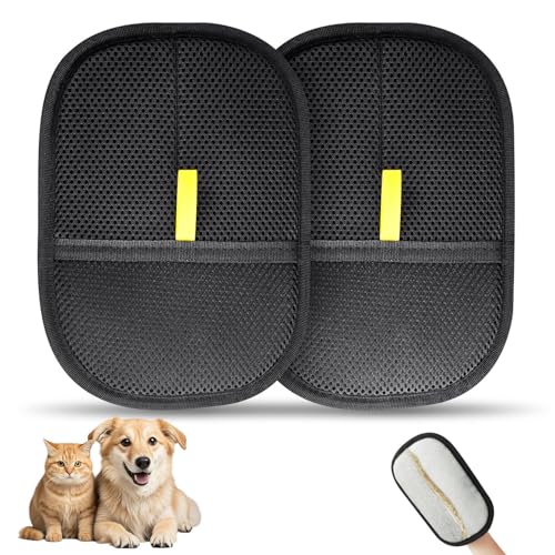 INABULETWO 2 Pcs Static Pet Hair Removal Gloves Brush, Reusable Electrostatic Cat Dog Pet Hair Remover Grooming Glove Brush Tool - Image 1