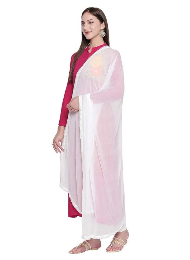 بازار دوباتا دوباتا بازار - شال شيفون سادة للنساء بحواف من الدانتيل - Image 3