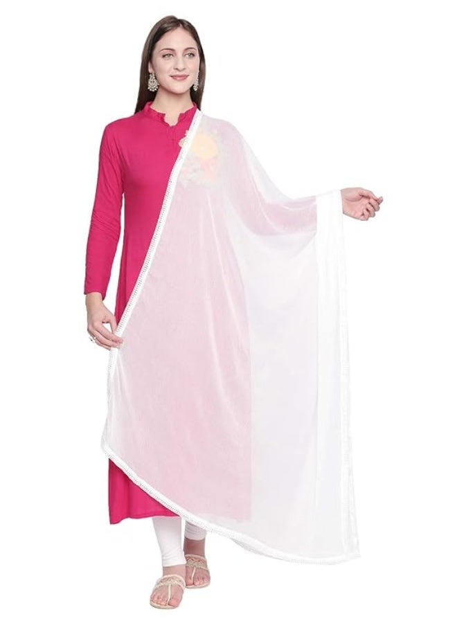 بازار دوباتا دوباتا بازار - شال شيفون سادة للنساء بحواف من الدانتيل - Image 1