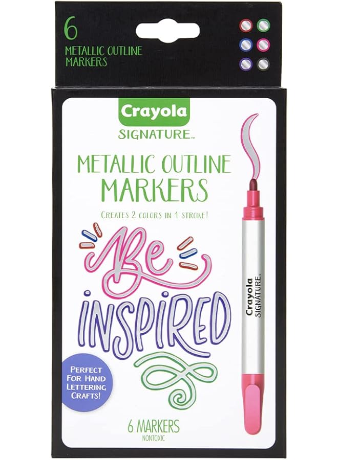 كرايولا أقلام تحديد الخطوط العريضة المعدنية المميزة، 6 قطع - Image 1