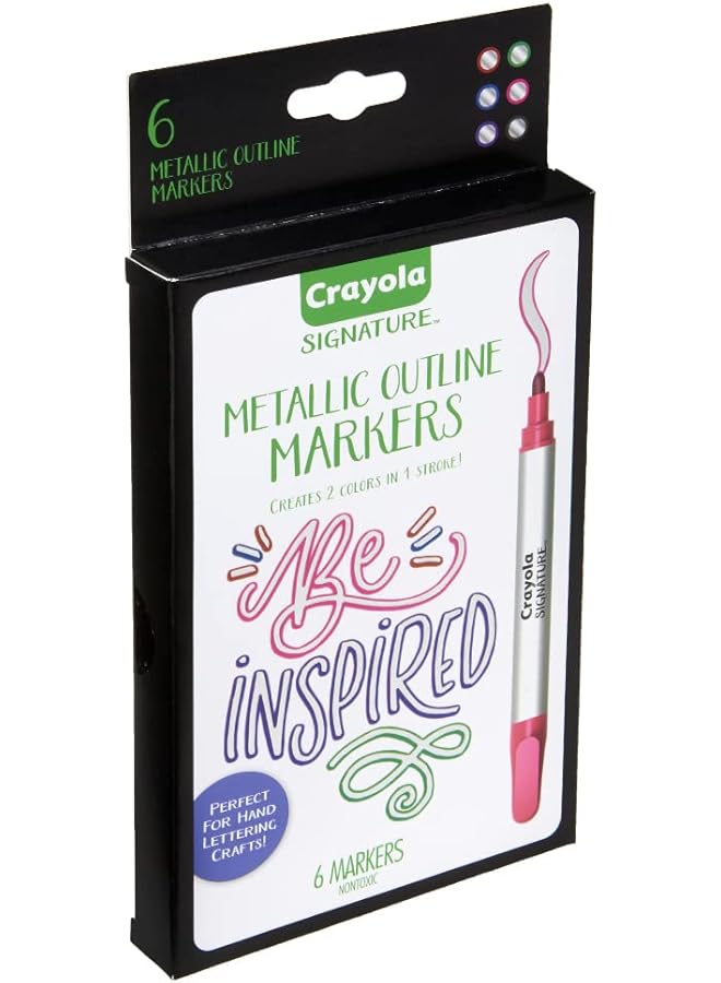 كرايولا أقلام تحديد الخطوط العريضة المعدنية المميزة، 6 قطع - Image 3