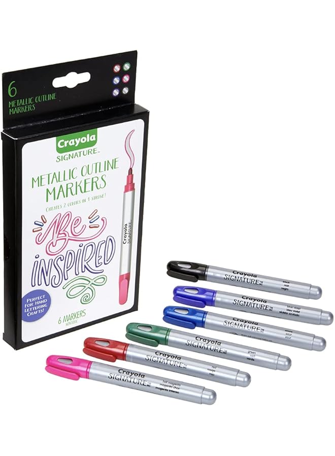كرايولا أقلام تحديد الخطوط العريضة المعدنية المميزة، 6 قطع - Image 2