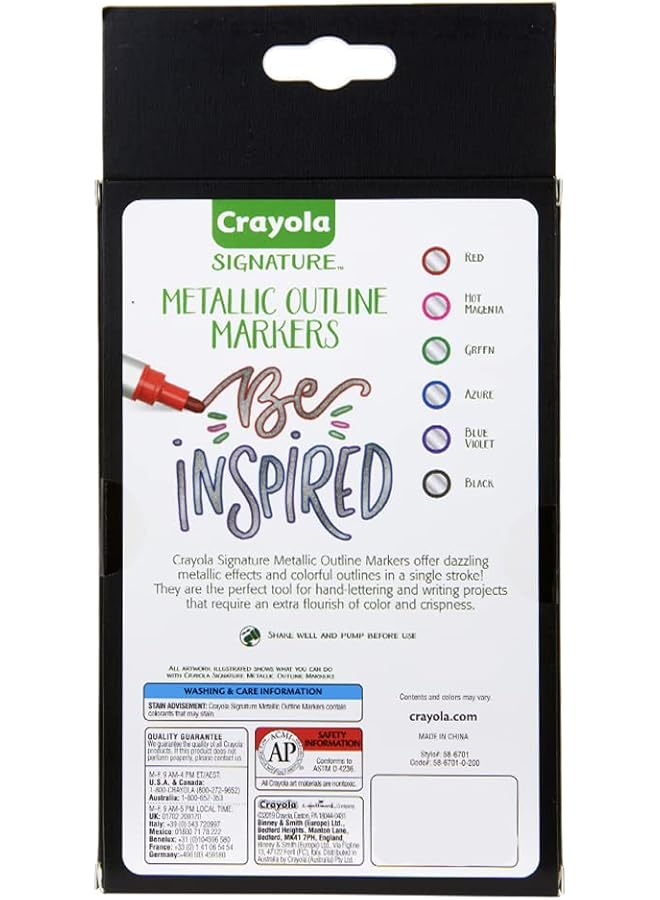 كرايولا أقلام تحديد الخطوط العريضة المعدنية المميزة، 6 قطع - Image 4