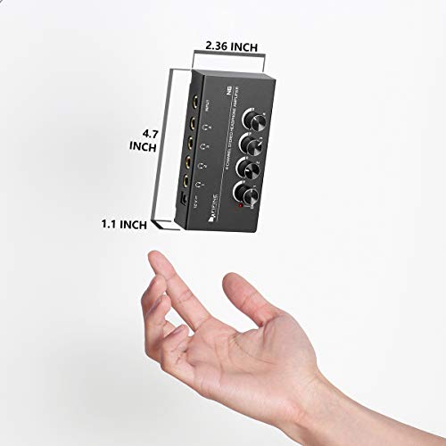 FIFINE N6 Headphone Amplifier 4 Channel Metal Stereo Audio Amplifier, Mini Earphone Splitter with Power Adapter - 4x Quarter Inch Balanced TRS Headphones Output and TRS Audio Input for Sound Mixer. - Image 2