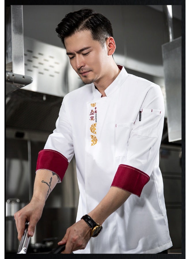NIBEMINENT Breathable Chef Jacket Hotel Costume  Men Women Restaurant Kitchen Cook Clothes Waiter Uniform Chef Shirt - Image 2