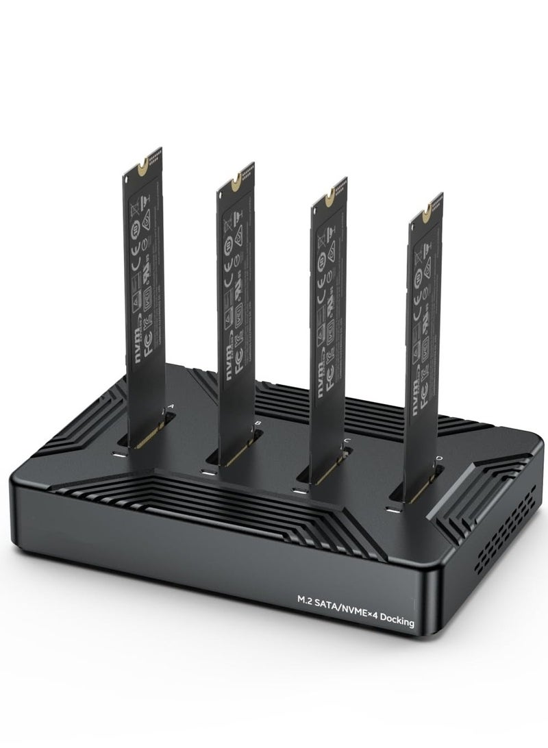 4-Bay M.2 NVMe & SATA SSD Docking Station | Aluminum USB-C Enclosure | 10Gbps USB 3.2 Gen 2 | B Key & B+M Key | For 2230/2242/2260/2280/22110 SSDs  - Image 1