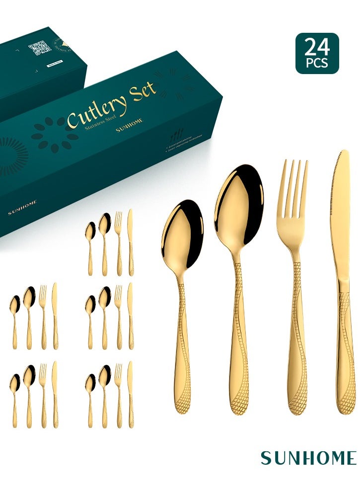 SUNHOME 24-Piece Stainless Steel Cutlery Set Gold - pzsku/Z8AE6EE9BF544AC869A3BZ/45/_/1723260311/a37b4dd4-36fb-4f46-aa52-292c7de18b7c