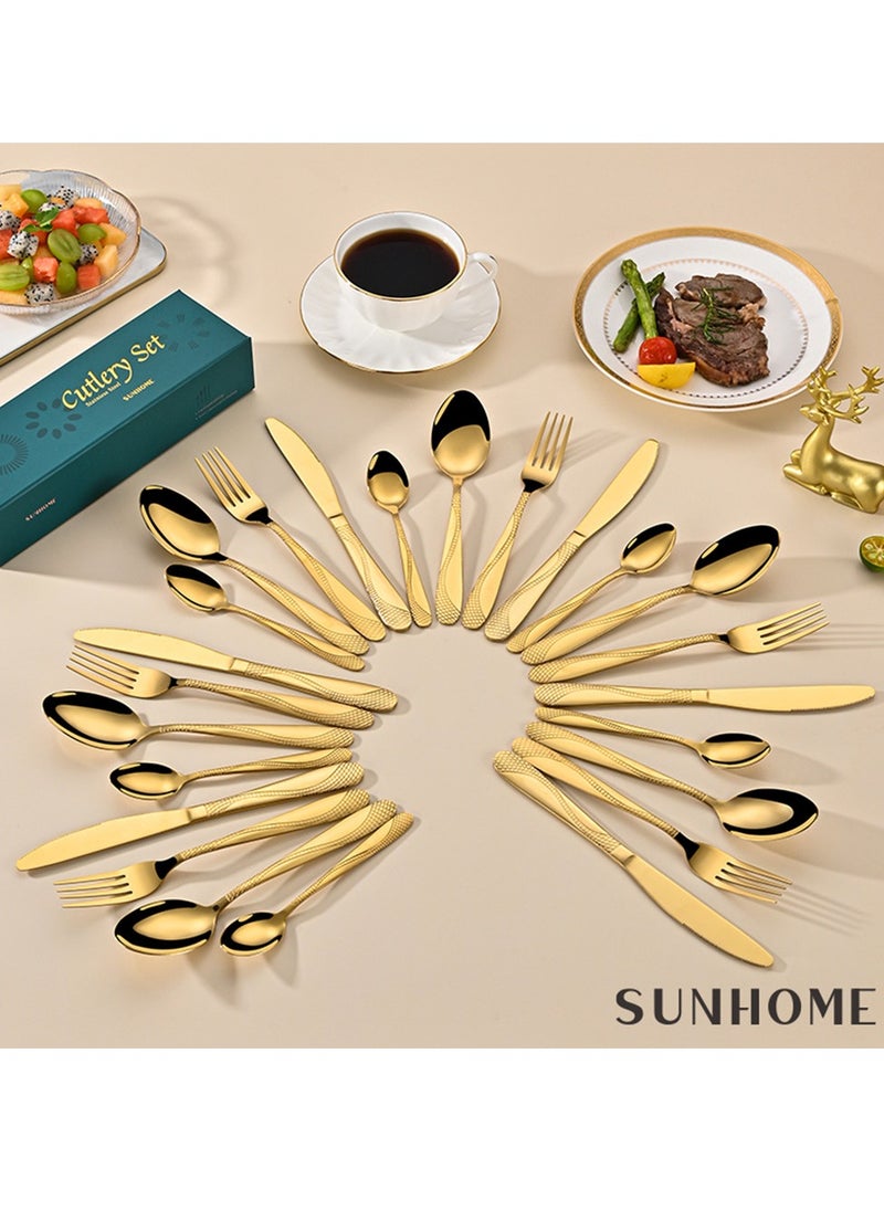 SUNHOME 24-Piece Stainless Steel Cutlery Set Gold - pzsku/Z8AE6EE9BF544AC869A3BZ/45/_/1723260352/53017564-4df1-456e-a531-29e10120066e