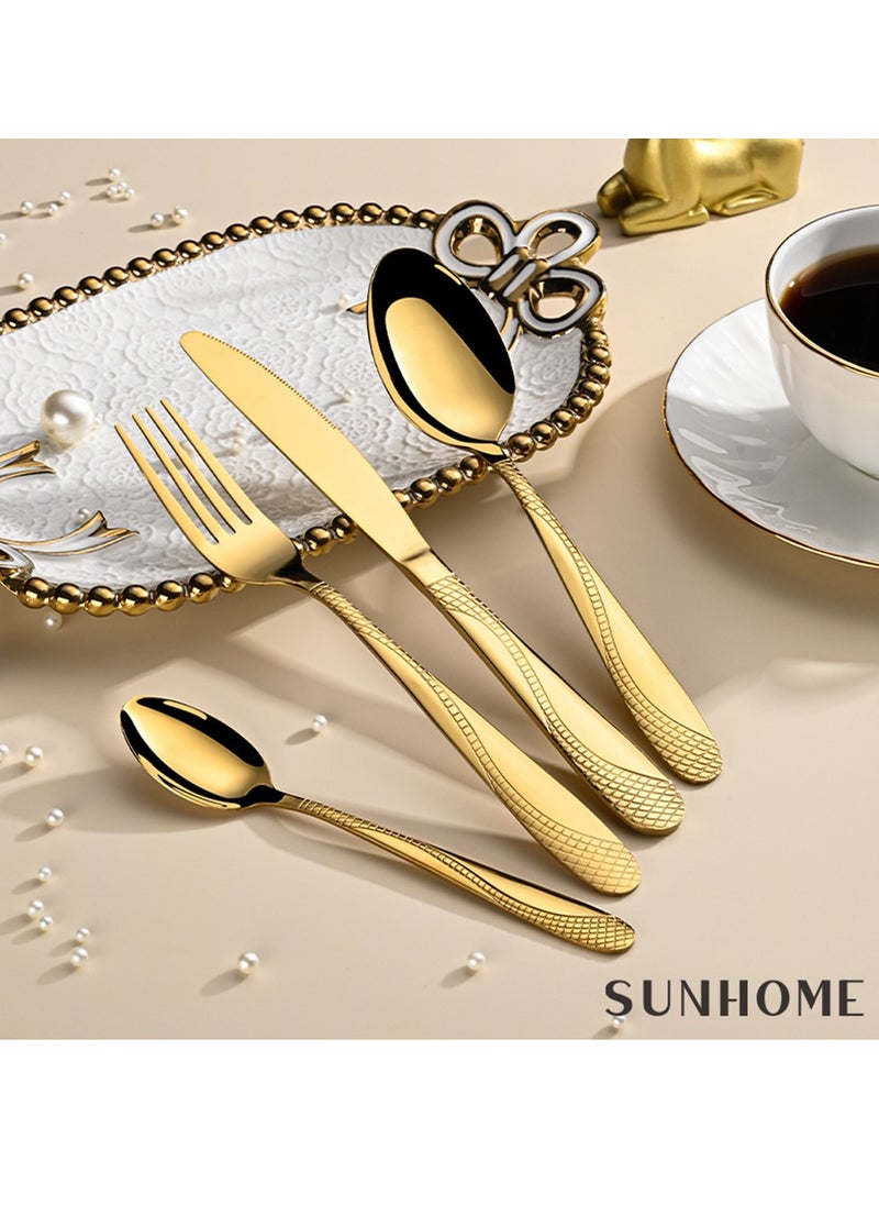 SUNHOME 24-Piece Stainless Steel Cutlery Set Gold - pzsku/Z8AE6EE9BF544AC869A3BZ/45/_/1723260431/8fa77306-47a1-4c32-b9c0-ce7b76ddffd0