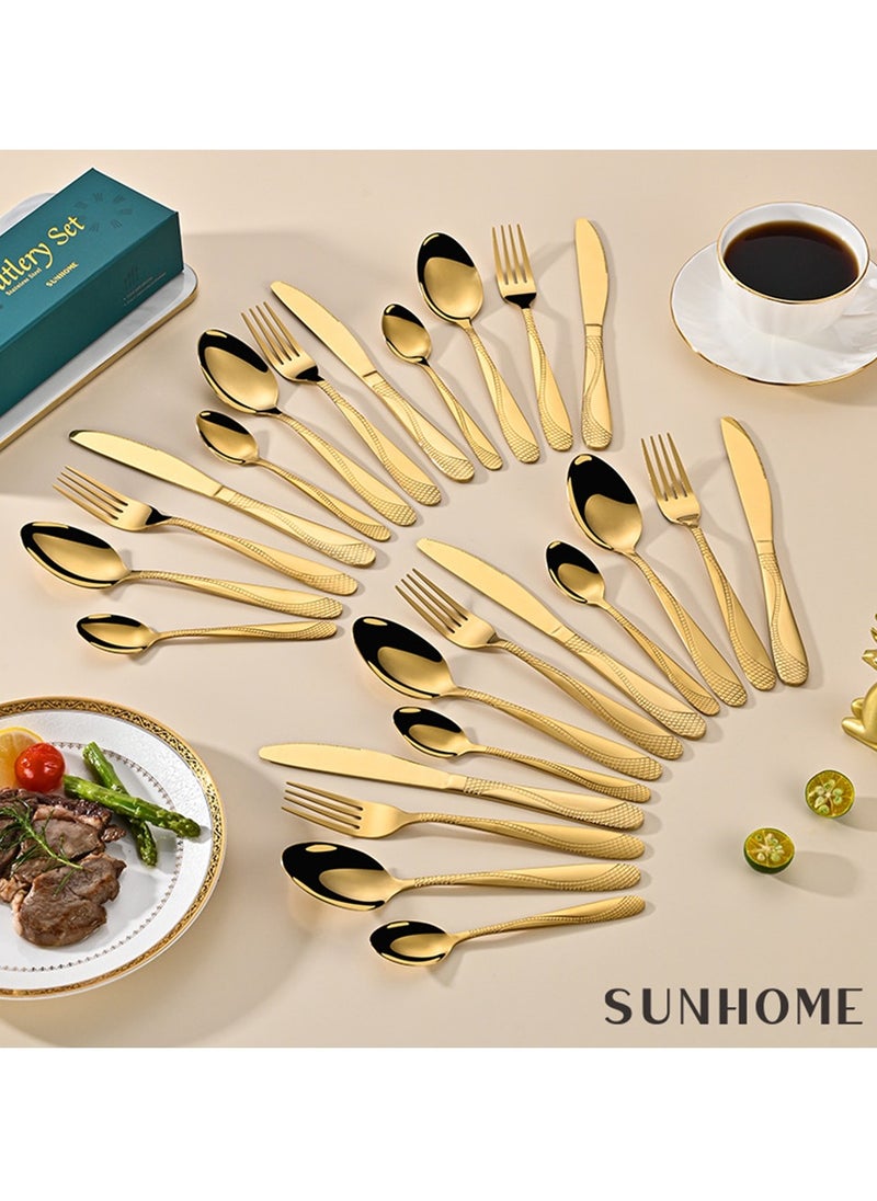 SUNHOME 24-Piece Stainless Steel Cutlery Set Gold - pzsku/Z8AE6EE9BF544AC869A3BZ/45/_/1723260472/40d6d256-c3b1-4aa2-9bed-541b63e1ae0f