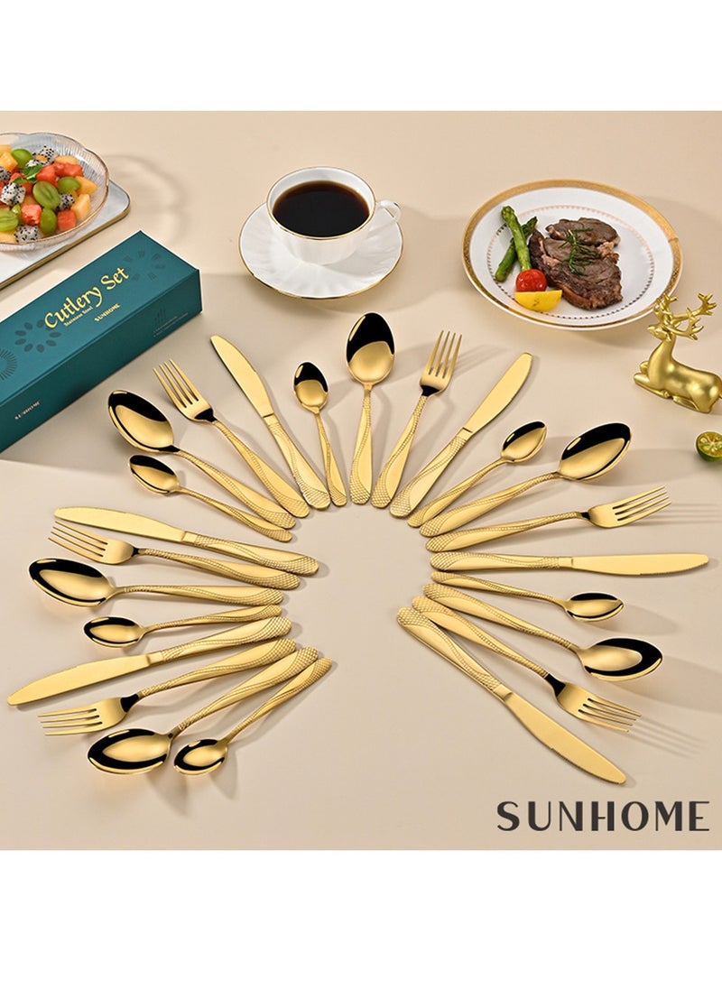 SUNHOME 24-Piece Stainless Steel Cutlery Set Gold - pzsku/Z8AE6EE9BF544AC869A3BZ/45/_/1723260476/5116256d-be3b-43bc-b21e-9e73aff57c2f